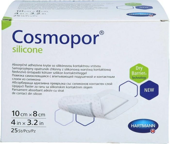 Hartmann Cosmopor silicone Wundverband steril, 8 x 10cm, 25 Stück