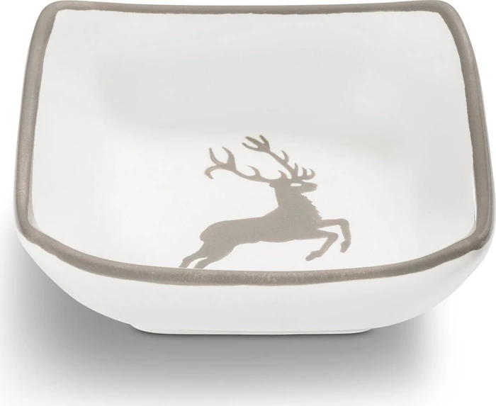 Gmundner Keramik Grauer Hirsch Schälchen quadratisch 9x9cm