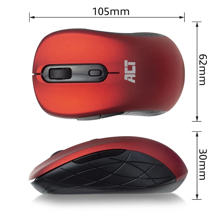 Act Wireless Mouse 1600dpi rot, USB