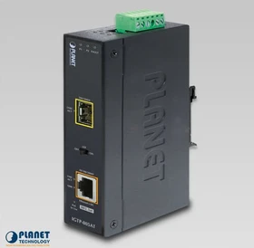 Planet Industrial Railmount Gigabit PoE-Injektor, 1x RJ-45/SFP, 30W PoE+