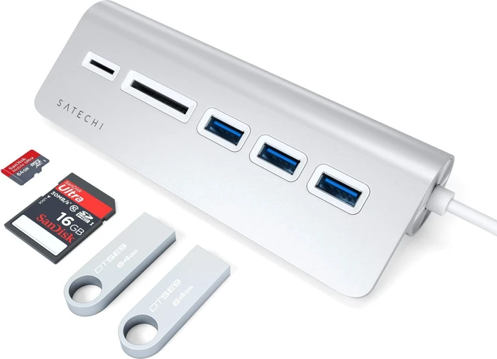 Satechi USB-C Combo Hub, silber, USB-C 3.0 [Stecker]