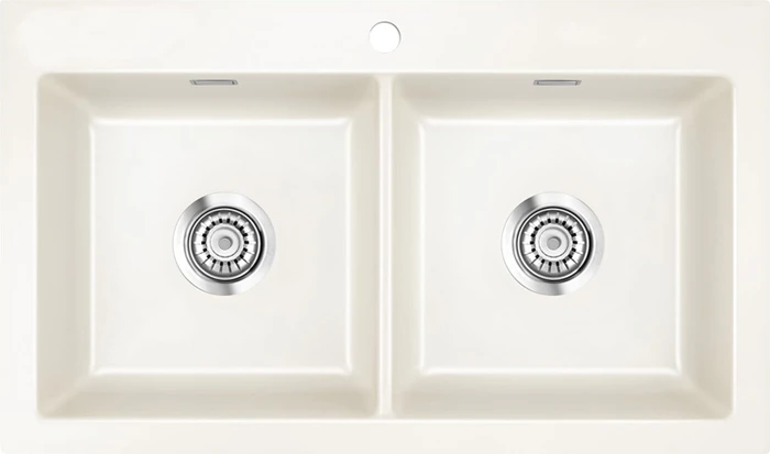 systemceram Mera Twin Einbau Doppelspüle magnolie