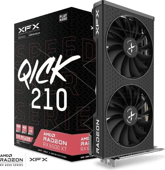 XFX Speedster QICK 210 Radeon RX 6500 XT Core Gaming, 4GB GDDR6, HDMI, DP