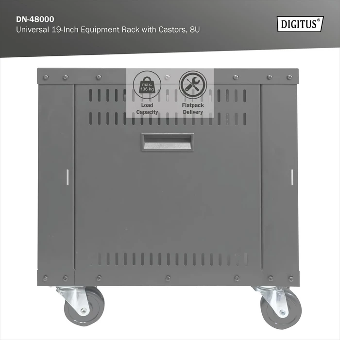 Digitus Audio Video Rack 19" AVS/Equipment Rack 8HE, mit Rollen, unmontiert, RAL 9005, 460mm tief