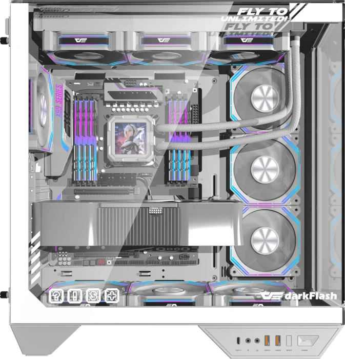 DarkFlash DY470 Ice White, inkl. Lüfter, Glasfenster