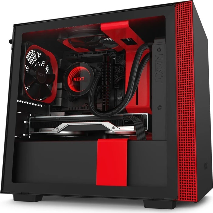 NZXT H210i, schwarz/rot, Glasfenster, Mini-ITX