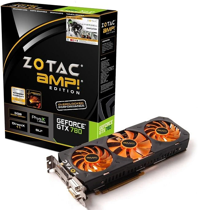 Zotac GeForce GTX 780 AMP!, 3GB GDDR5, 2x DVI, HDMI, DP