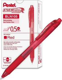 Pentel EnerGel X BLN105 0.5mm/0.25mm Gelroller rot/transparent, 12er-Pack
