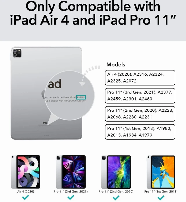 ESR Rebound Magnetische Keyboard Hülle für iPad Air 4/iPad Air 5/iPad Pro 11", schwarz, DE