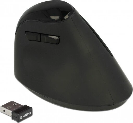 DeLOCK Ergonomische USB Maus vertikal schwarz, kabellos, USB