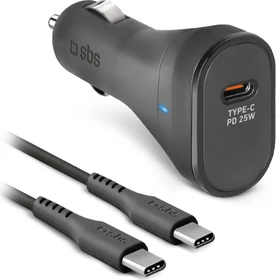 SBS Mobile PD KFZ-Ladegerät 25W USB-C + USB-C Kabel 1m schwarz