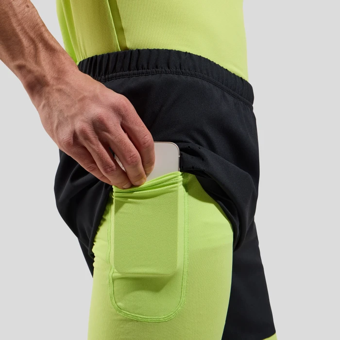 Odlo Zeroweight 5 Inch 2in1 Fahrradhose kurz black/sharp green (Herren)