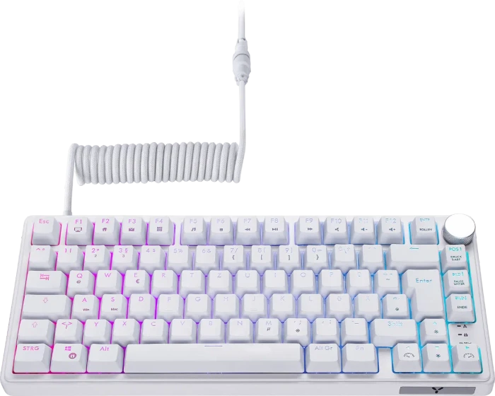 ISY IGK-6500 Gasket Mount Gaming Tastatur, 75% Layout, weiß, LEDs RGB, hot-swap, Outemu Red, USB, DE