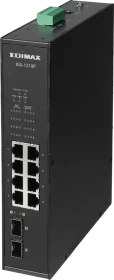 Edimax Pro IGS-1 Industrial Railmount Gigabit Switch, 8x RJ-45, 2x SFP, 240W PoE+ (IGS-1210P V2)