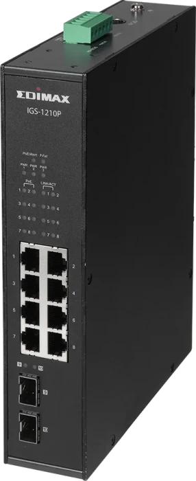 Edimax Pro IGS-1 Industrial Railmount Gigabit Switch, 8x RJ-45, 2x SFP, 240W PoE+