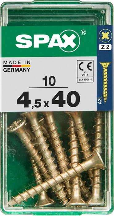 Spax YELLOX A2L 4CUT PZ2 Universalschraube, 4.5x40mm, 10 Stück