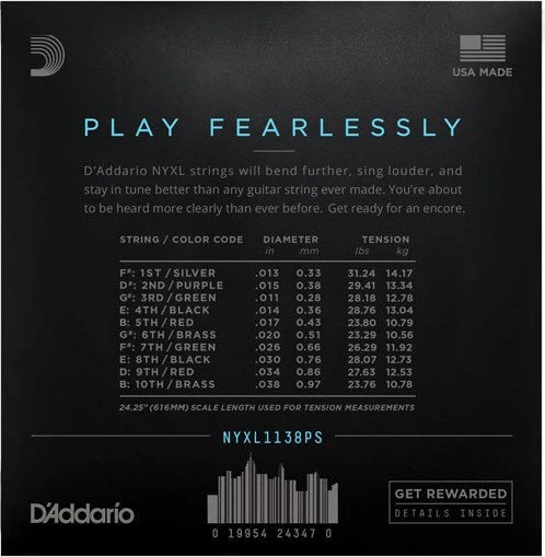 D'Addario NYXL E9 Pedal Steel Regular Light