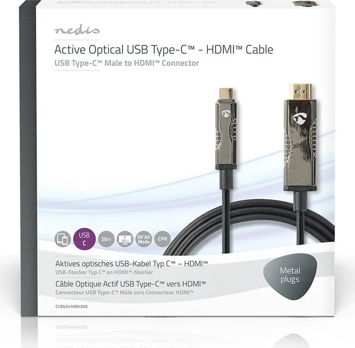Nedis USB-C 3.1 [Stecker] auf HDMI [Stecker] 4K 60Hz Adapterkabel schwarz, 20m