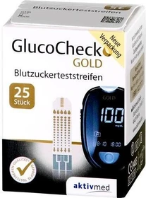 Aktivmed GlucoCheck Gold Blutzucker-Teststreifen, 25 Stück