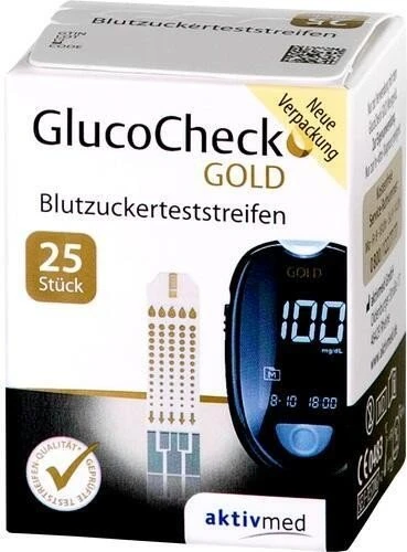Aktivmed GlucoCheck Gold Blutzucker-Teststreifen, 25 Stück