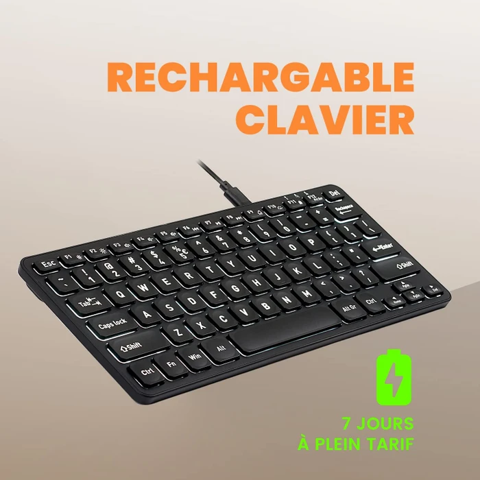 Perixx Periboard-732 Wireless Mini Keyboard, schwarz, LEDs weiß, USB, FR