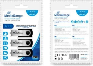MediaRange USB Flexi-Drive 32GB schwarz/silber, USB-A, USB 2.0