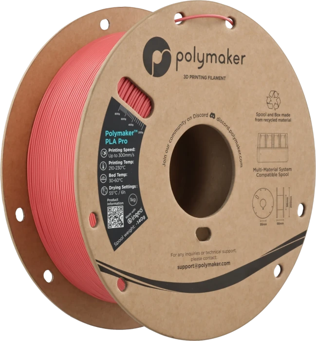 Polymaker PLA, Light Red, Spule, 1.75mm, 1.00kg
