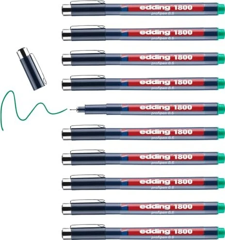 edding 1800 0.5mm grün, 10er-Pack