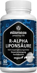 Vitamaze R-Alpha-Liponsäure 200mg hochdosiert vegane Kapseln, 60 Stück