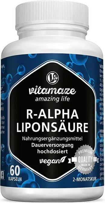 Vitamaze R-Alpha-Liponsäure 200mg hochdosiert vegane Kapseln, 60 Stück