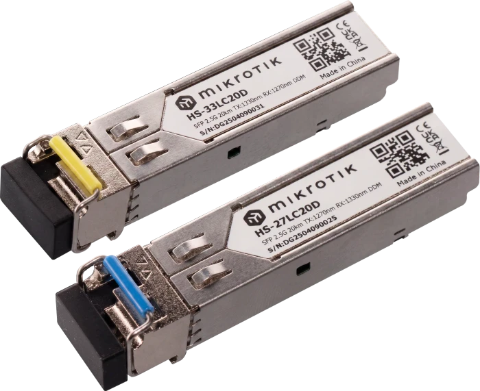 MikroTik RouterBOARD HS-2733LC20D BiDi 2.5G LAN-Transceiver, LC-Simplex SM 20km, SFP, 2er-Bundle