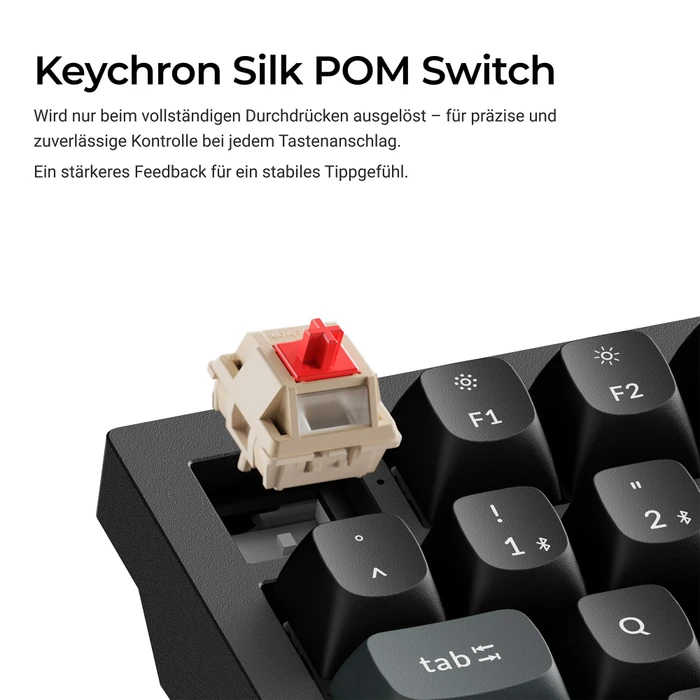 Keychron V6 Ultra 8K Wireless, schwarz, LEDs RGB, hot-swap, Keychron Silk POM RED, USB/Bluetooth, DE