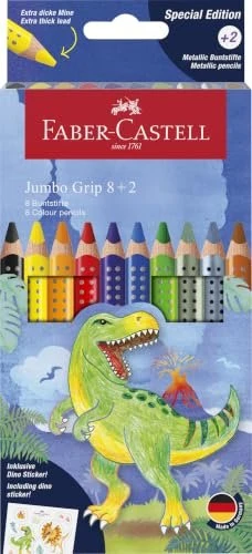 Faber-Castell Jumbo Grip Special Edition Dino Buntstift sortiert, Kartonetui, 10er-Set