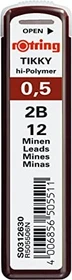 rOtring Druckbleistiftmine 2B 0.5mm graphit, 10er-Pack
