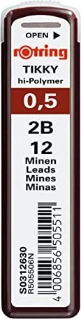 rOtring Druckbleistiftmine 2B 0.5mm graphit, 10er-Pack