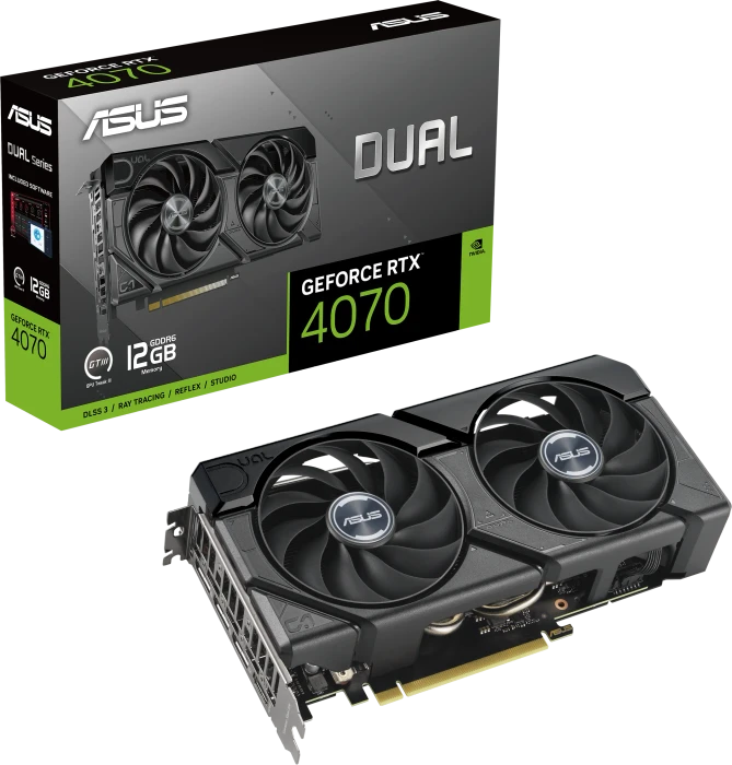 ASUS Dual GeForce RTX 4070 EVO, DUAL-RTX4070-12GD6-EVO, 12GB GDDR6, HDMI, 3x DP