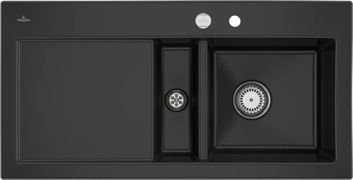 Villeroy & Boch Subway 60 Einbau Becken rechts mit Ablauffernbedienung pure black