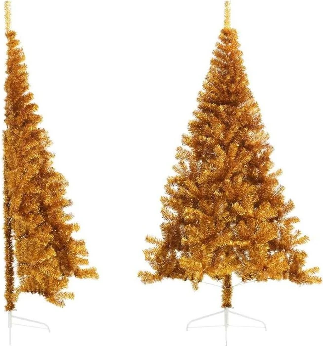 vidaXL Künstlicher Weihnachtsbaum halbrund Tanne gold, 240cm (344694)