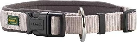 Hunter Neopren Vario Plus Halsung, Hundehalsband, Nylon, mit Neopren gepolstert, 35/1.5cm S, grau