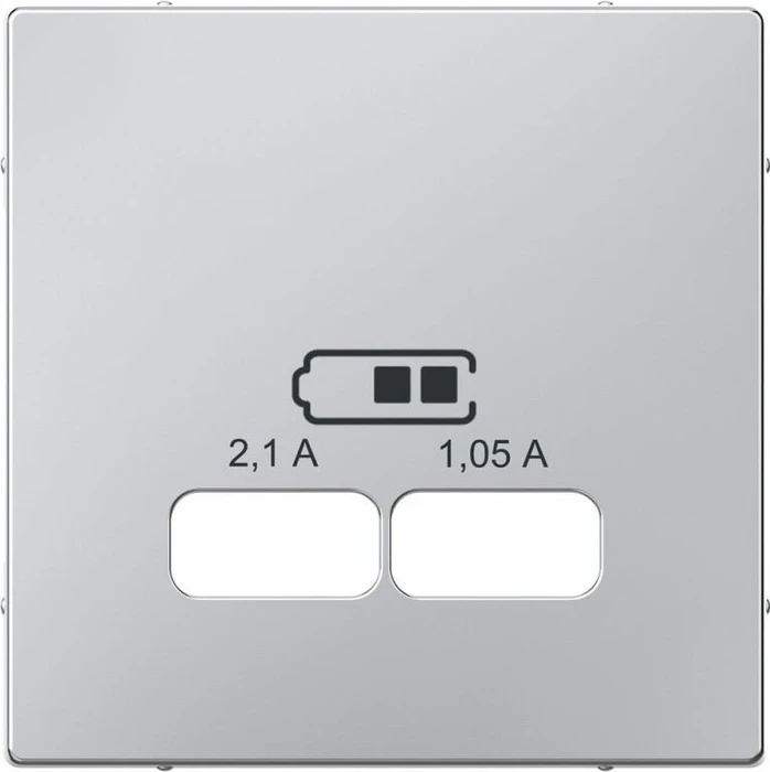 Merten System M Zentralplatte für USB Ladestation-Einsatz, aluminium