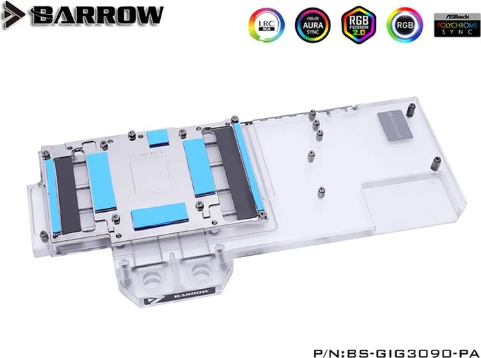 Barrow NVIDIA RTX 3090 LRC 2.0 Full Coverage GPU Water Block, GIGABYTE 3090 Gaming Aurora