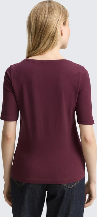 Tom Tailor Print T-Shirt kurzarm bordeaux red (Damen)