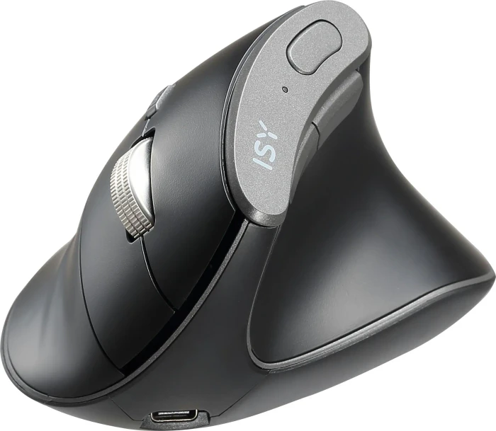 ISY IEM-4000 Ergonomische Dual-Mode Pro Maus, schwarz/grau, USB/Bluetooth