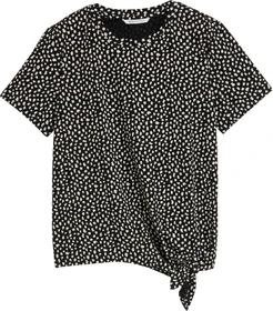Tom Tailor Knoten-Detail T-Shirt kurzarm black white dotted print (Damen)