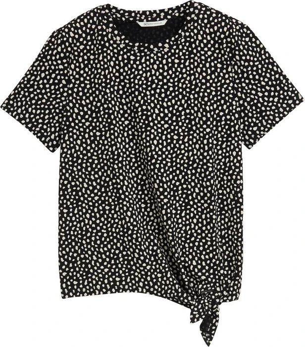 Tom Tailor Knoten-Detail T-Shirt kurzarm black white dotted print (Damen)