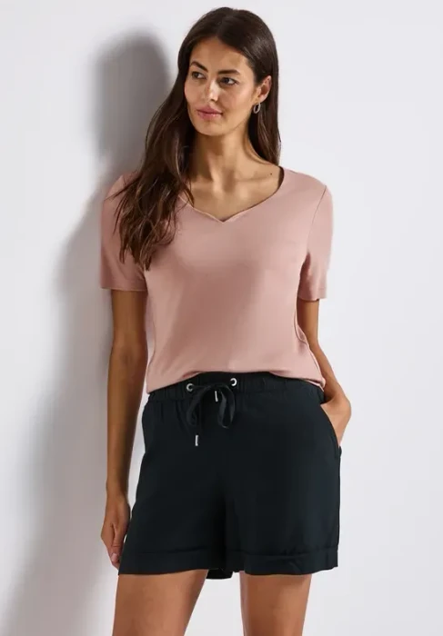 Street One Herzausschnitt T-Shirt kurzarm faded rose (Damen)