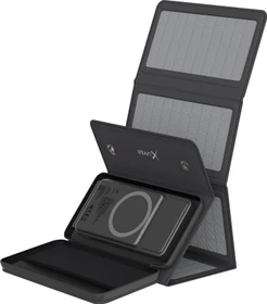 XLayer Powerbank Wireless 10000mAh 2-in-1 Solarpanel schwarz
