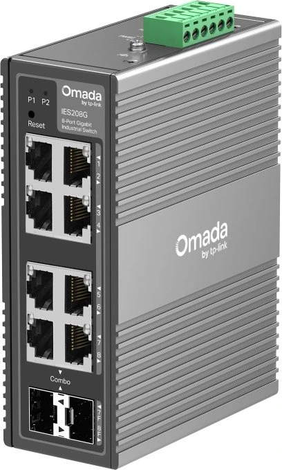 TP-Link Omada IES Industrial Railmount Gigabit Smart Switch, 6x RJ-45, 2x RJ-45/SFP