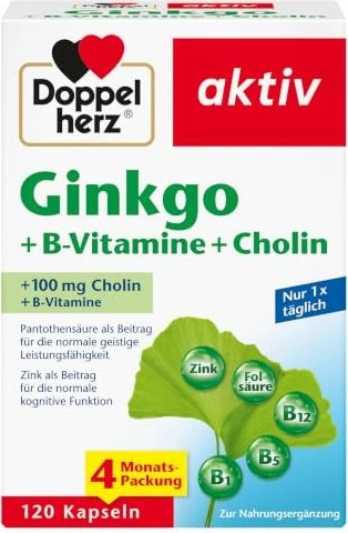 Doppelherz aktiv Ginkgo + B-Vitamine + Cholin Kapseln, 120 Stück