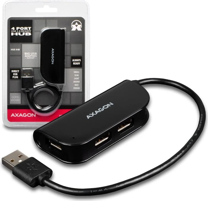 Axagon Ready USB-Hub, 4x USB-A 2.0, USB-A 2.0 [Buchse]